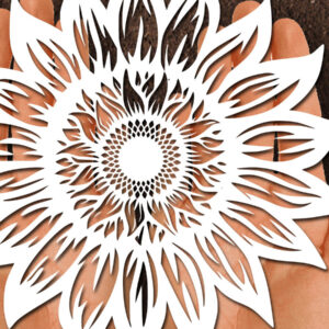 Intra απο ξύλο plywood 3mm-4mm πάχος – Papercut Sunflower DXF Δίασταση 20x20 cm INTRAFABR-125440805