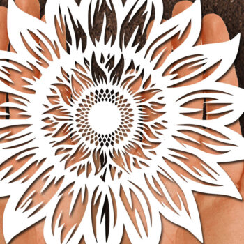 Intra απο ξύλο plywood 3mm-4mm πάχος – Papercut Sunflower DXF Δίασταση  20x20 cm INTRAFABR-125440805 - Image 1