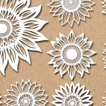 Intra απο ξύλο plywood 3mm-4mm πάχος – Papercut Sunflower DXF Δίασταση  20x20 cm INTRAFABR-125440805 - Image 2
