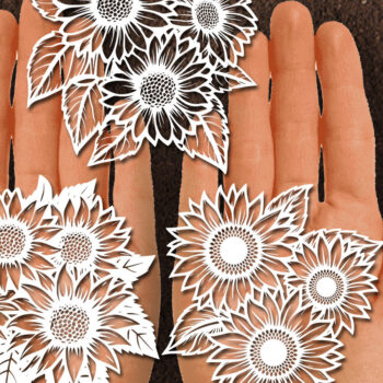 Intra απο ξύλο plywood 3mm-4mm πάχος – Papercut Sunflower DXF Δίασταση  20x20 cm INTRAFABR-125440534 - Image 1