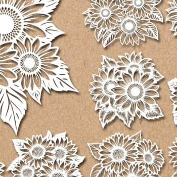 Intra απο ξύλο plywood 3mm-4mm πάχος – Papercut Sunflower DXF Δίασταση  20x20 cm INTRAFABR-125440534 - Image 2