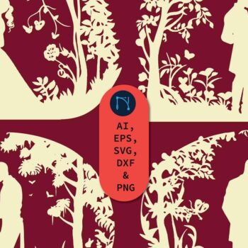 Intra απο ξύλο plywood 3mm-4mm πάχος – Πακέτο Wedding Silhouettes Papercut Δίασταση  20x20 cm INTRAFABR-80062689 - Image 1