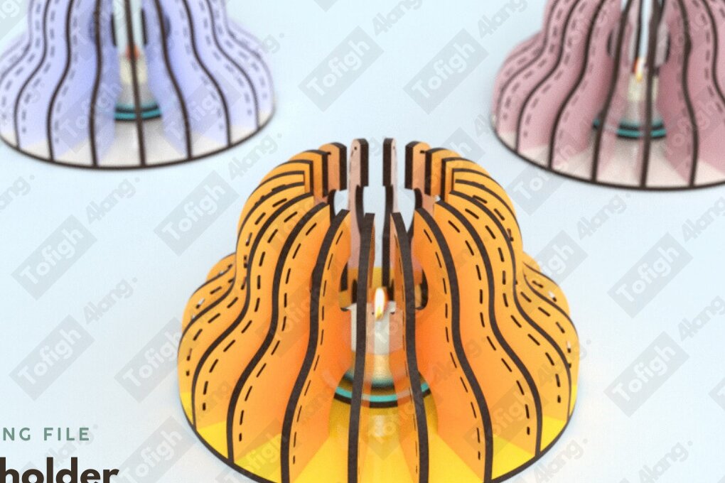 Intra απο ξύλο plywood 3mm-4mm πάχος – Αρχείο κοπής με λέιζερ παραμετρική θήκη κεριού Δίασταση  20x20 cm INTRAFABR-121862364