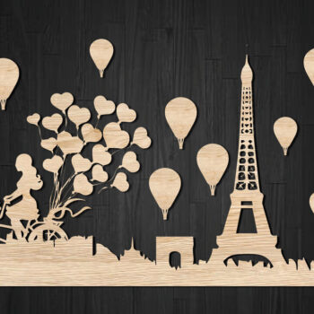 Intra απο ξύλο plywood 3mm-4mm πάχος – Ζευγάρι κοπής με λέιζερ PARIS Δίασταση  20x20 cm INTRAFABR-22330223 - Image 1