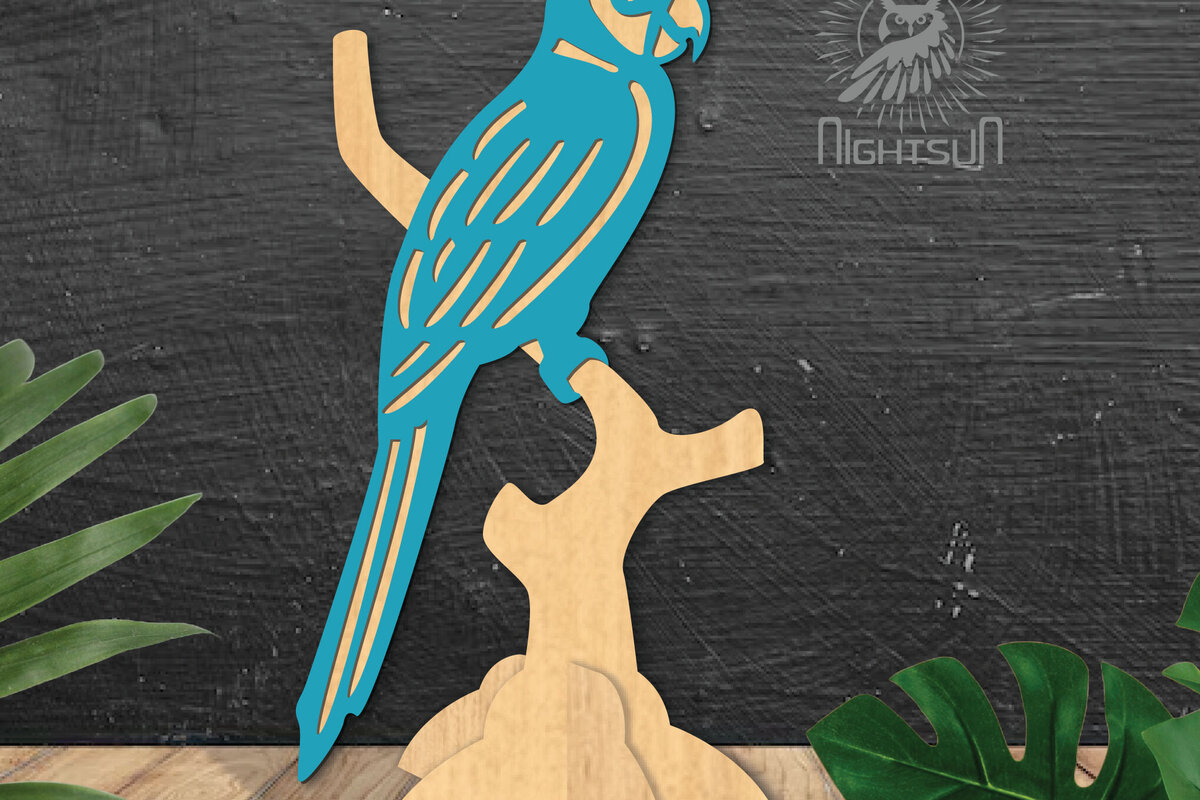 Intra απο ξύλο plywood 3mm-4mm πάχος – Parrot Διακόσμηση σπιτιού 2 Δίασταση  20x20 cm INTRAFABR-112551382