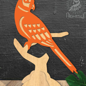 Intra απο ξύλο plywood 3mm-4mm πάχος – Parrot Διακόσμηση σπιτιού 3 Δίασταση  20x20 cm INTRAFABR-112551396 - Image 1