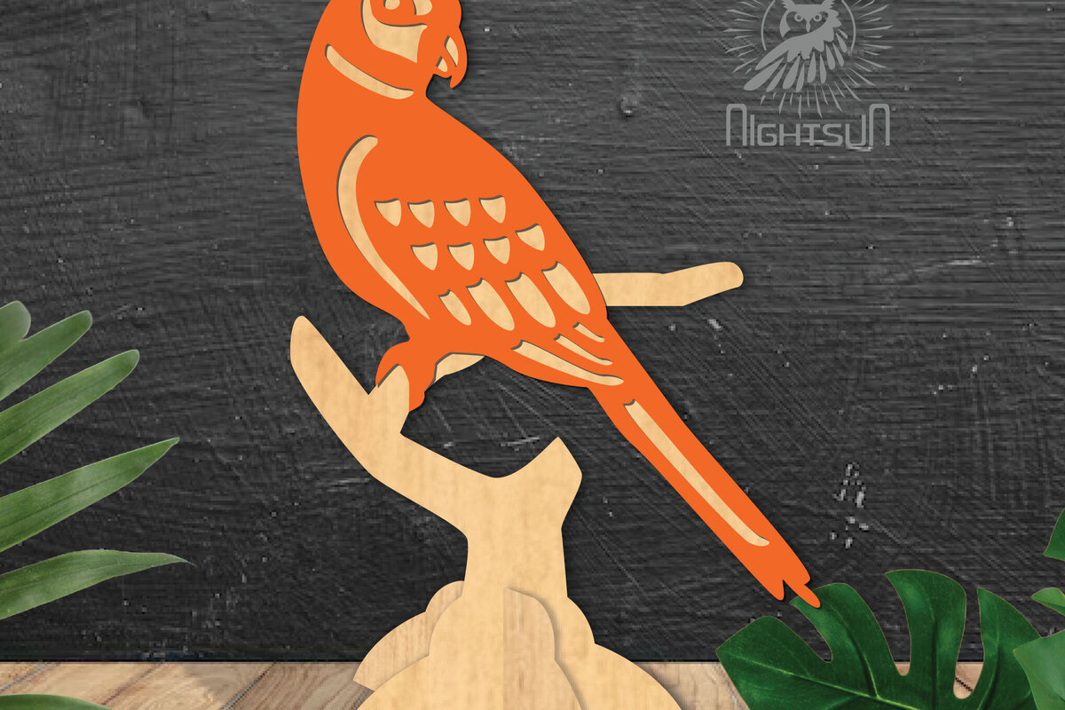 Intra απο ξύλο plywood 3mm-4mm πάχος – Parrot Διακόσμηση σπιτιού 3 Δίασταση  20x20 cm INTRAFABR-112551396