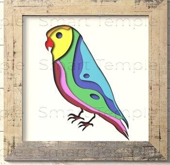 Intra απο ξύλο plywood 3mm-4mm πάχος – Parrot Shadow Box, 3d Parrot Δίασταση 20x20 cm INTRAFABR-78711587 - Image 1