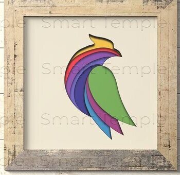 Intra απο ξύλο plywood 3mm-4mm πάχος – Parrot Shadow Box, Birds Layered Δίασταση  20x20 cm INTRAFABR-78710934 - Image 1