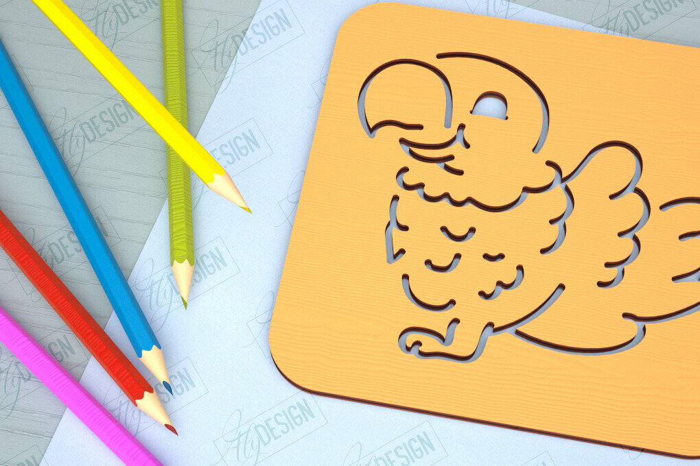 Intra απο ξύλο plywood 3mm-4mm πάχος – Parrot Tracing Board | Πρότυπο σχεδίασης Δίασταση  20x20 cm INTRAFABR-98131576