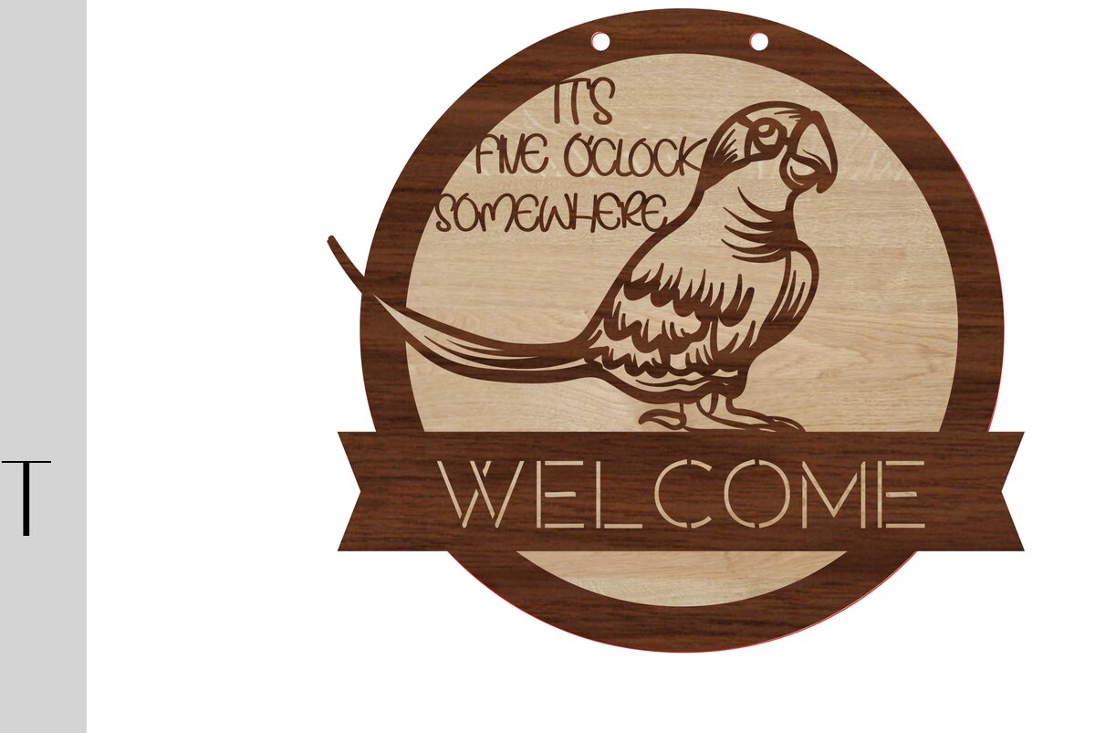 Intra απο ξύλο plywood 3mm-4mm πάχος – Σημάδι καλωσορίσματος παπαγάλου και κενό Δίασταση  20x20 cm INTRAFABR-14177627