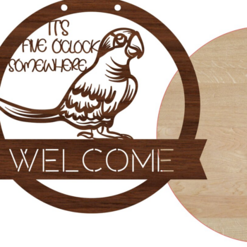 Intra απο ξύλο plywood 3mm-4mm πάχος – Σημάδι καλωσορίσματος παπαγάλου και κενό Δίασταση  20x20 cm INTRAFABR-14177627 - Image 2