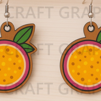 Intra απο ξύλο plywood 3mm-4mm πάχος – Σκουλαρίκια Passion Fruit Δίασταση  5x5 cm INTRAFABR-123671439 - Image 1