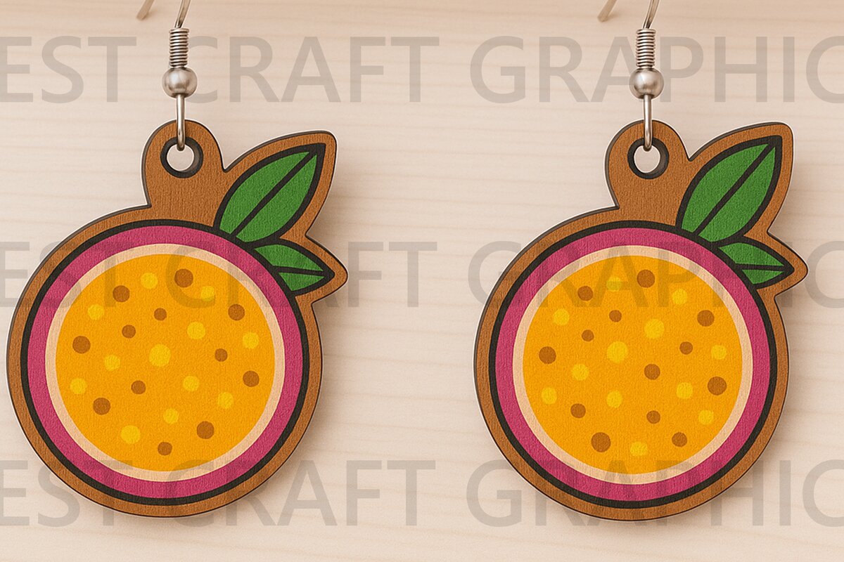 Intra απο ξύλο plywood 3mm-4mm πάχος – Σκουλαρίκια Passion Fruit Δίασταση  5x5 cm INTRAFABR-123671439