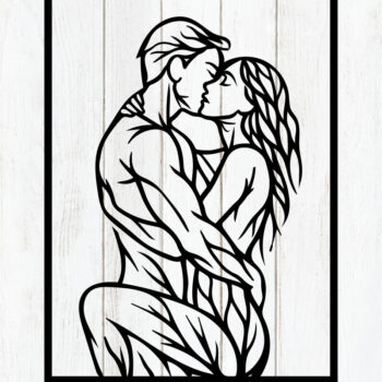 Intra απο ξύλο plywood 3mm-4mm πάχος – Τέχνη σιλουέτας παθιασμένου ζευγαριού Δίασταση  20x20 cm INTRAFABR-124400148 - Image 1