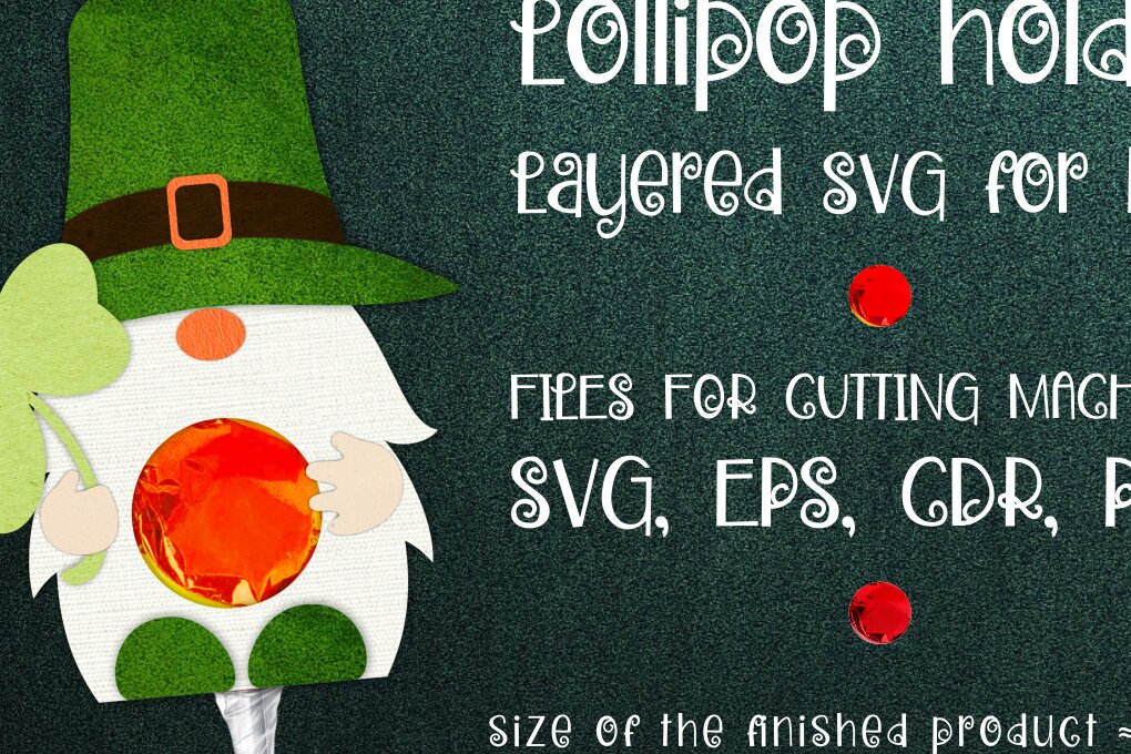 Intra απο ξύλο plywood 3mm-4mm πάχος – Patrick's Day Gnome - Lollipop Holder Δίασταση  20x20 cm INTRAFABR-8826420