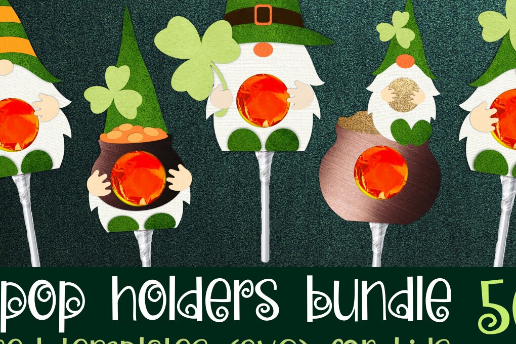 Intra απο ξύλο plywood 3mm-4mm πάχος – Πακέτο Patricks Gnomes-Lollipop Holders Δίασταση  20x20 cm INTRAFABR-9140033