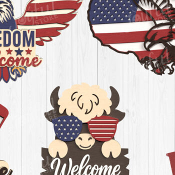 Intra απο ξύλο plywood 3mm-4mm πάχος – Patriotic Sign Bundle 4ης Ιουλίου Δίασταση  40x30 cm INTRAFABR-122299029 - Image 1