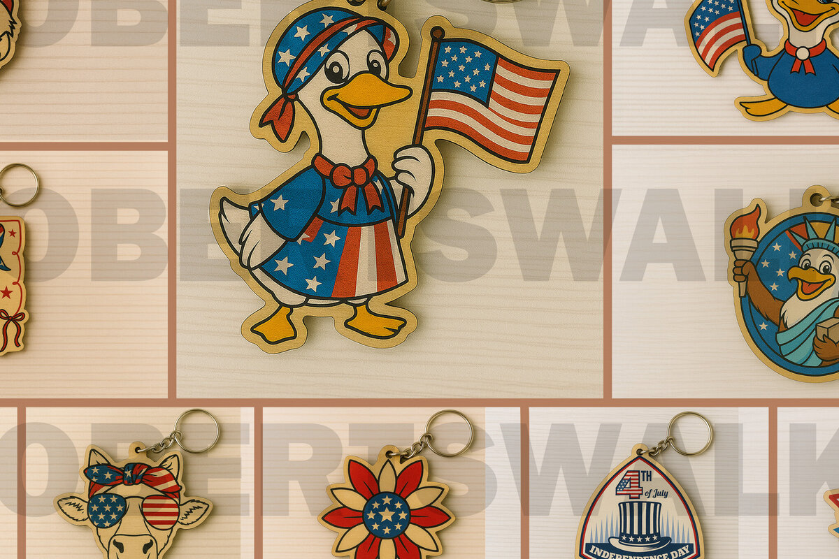 Intra απο ξύλο plywood 3mm-4mm πάχος – Πακέτο Keychain Patriotic Animal Δίασταση  5x5 cm INTRAFABR-122668731