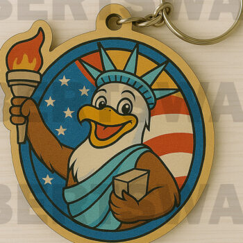 Intra απο ξύλο plywood 3mm-4mm πάχος – Πακέτο Keychain Patriotic Animal Δίασταση  5x5 cm INTRAFABR-122668731 - Image 2