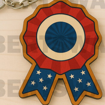 Intra απο ξύλο plywood 3mm-4mm πάχος – Patriotic Badge Δίασταση 20x20 cm INTRAFABR-122934445 - Image 1