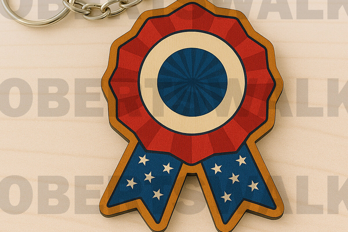 Intra απο ξύλο plywood 3mm-4mm πάχος – Patriotic Badge Δίασταση  20x20 cm INTRAFABR-122934445