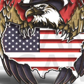 Intra απο ξύλο plywood 3mm-4mm πάχος – Patriotic Bald Eagle Χάρτης ΗΠΑ Κοπή λέιζερ Δίασταση  20x20 cm INTRAFABR-122357510 - Image 1