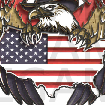 Intra απο ξύλο plywood 3mm-4mm πάχος – Patriotic Bald Eagle Χάρτης ΗΠΑ Κοπή λέιζερ Δίασταση  20x20 cm INTRAFABR-122357510 - Image 2