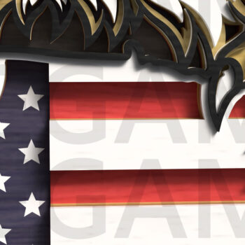 Intra απο ξύλο plywood 3mm-4mm πάχος – Patriotic Bald Eagle Χάρτης ΗΠΑ Κοπή λέιζερ Δίασταση  20x20 cm INTRAFABR-122357510 - Image 3