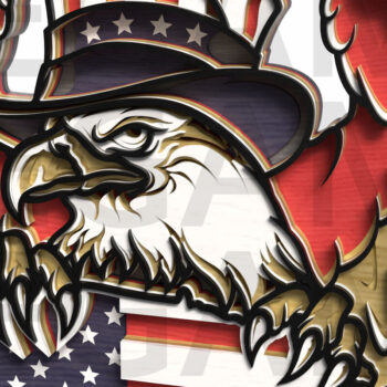 Intra απο ξύλο plywood 3mm-4mm πάχος – Patriotic Bald Eagle Χάρτης ΗΠΑ Κοπή λέιζερ Δίασταση  20x20 cm INTRAFABR-122357510 - Image 6