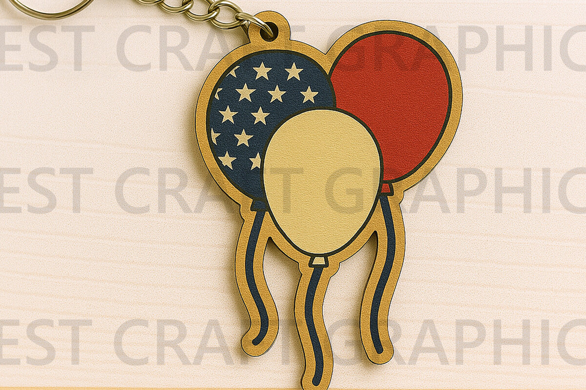 Intra απο ξύλο plywood 3mm-4mm πάχος – Μπρελόκ Patriotic Balloons Δίασταση  5x5 cm INTRAFABR-122668163