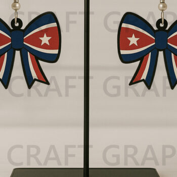 Intra απο ξύλο plywood 3mm-4mm πάχος – Patriotic Bow Earrings USA Δίασταση  5x5 cm INTRAFABR-122737875 - Image 1