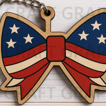 Intra απο ξύλο plywood 3mm-4mm πάχος – Μπρελόκ Patriotic Bow Δίασταση  5x5 cm INTRAFABR-122666351 - Image 1