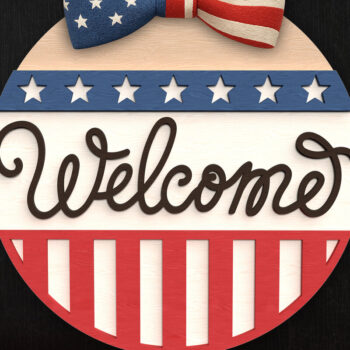 Intra απο ξύλο plywood 3mm-4mm πάχος – Στρογγυλό σημάδι καλωσορίσματος πατριωτικού τόξου Δίασταση  20x20 cm INTRAFABR-122314636 - Image 1