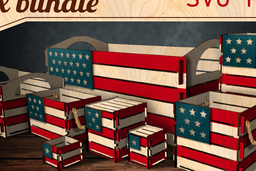 Intra απο ξύλο plywood 3mm-4mm πάχος – Patriotic Box Bunde Δίασταση  20x20 cm INTRAFABR-70970104