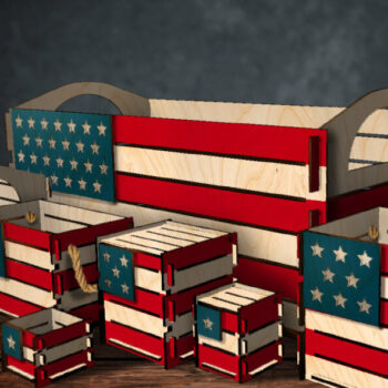 Intra απο ξύλο plywood 3mm-4mm πάχος – Patriotic Box Bunde Δίασταση  20x20 cm INTRAFABR-70970104 - Image 2