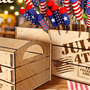 Intra απο ξύλο plywood 3mm-4mm πάχος – Patriotic Boxes| 4η Ιουλίου Boxes S Δίασταση  20x20 cm INTRAFABR-72588532 - Image 1