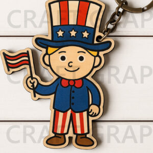 Intra απο ξύλο plywood 3mm-4mm πάχος – Αρχείο Keychain Patriotic Boy Δίασταση 5x5 cm INTRAFABR-122666292