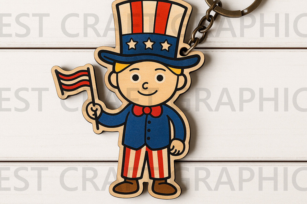 Intra απο ξύλο plywood 3mm-4mm πάχος – Αρχείο Keychain Patriotic Boy Δίασταση  5x5 cm INTRAFABR-122666292