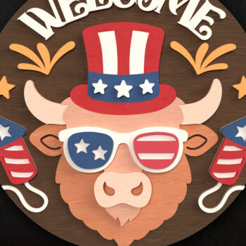 Intra απο ξύλο plywood 3mm-4mm πάχος – Patriotic Buffalo Welcome Sign Δίασταση  40x30 cm INTRAFABR-122314706 - Image 1