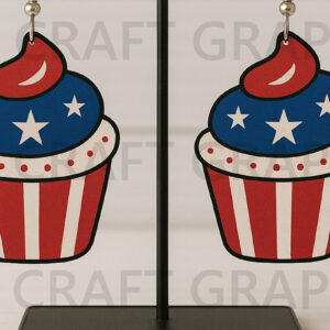 Intra απο ξύλο plywood 3mm-4mm πάχος – Αρχείο Patriotic Cupcake Earrings Δίασταση  5x5 cm INTRAFABR-122737800