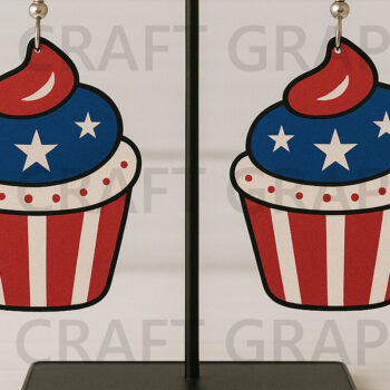 Intra απο ξύλο plywood 3mm-4mm πάχος – Αρχείο Patriotic Cupcake Earrings Δίασταση  5x5 cm INTRAFABR-122737800 - Image 1
