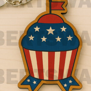 Intra απο ξύλο plywood 3mm-4mm πάχος – Patriotic Cupcake Δίασταση 20x20 cm INTRAFABR-122934456