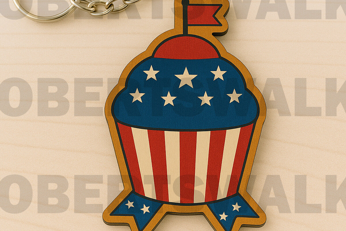 Intra απο ξύλο plywood 3mm-4mm πάχος – Patriotic Cupcake Δίασταση  20x20 cm INTRAFABR-122934456