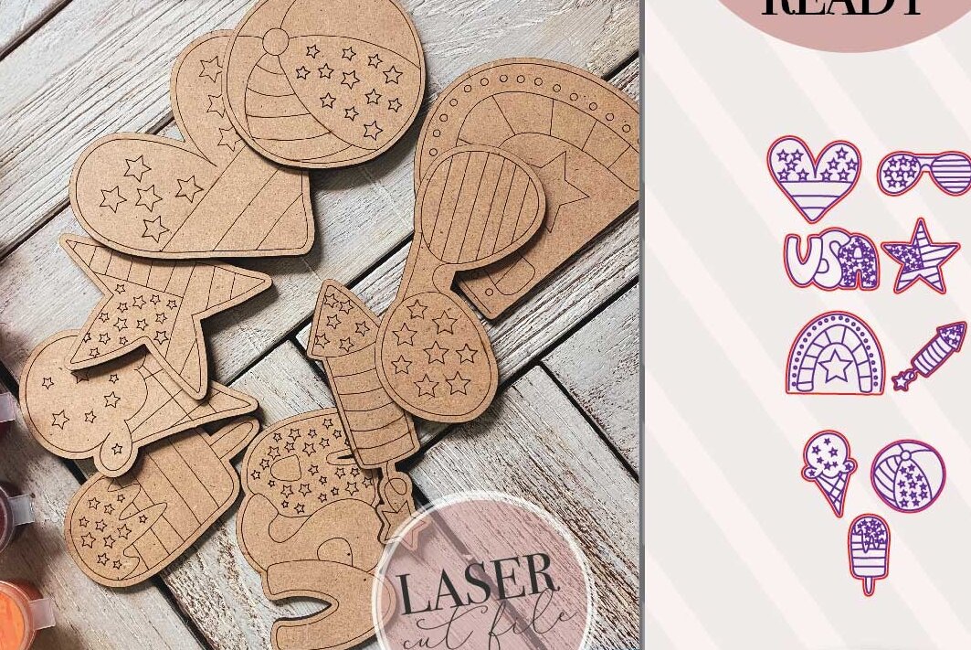 Intra απο ξύλο plywood 3mm-4mm πάχος – Patriotic DiY Craft Kit Δίασταση  20x20 cm INTRAFABR-75551669