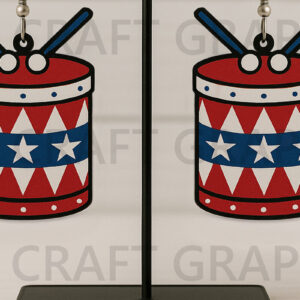 Intra απο ξύλο plywood 3mm-4mm πάχος – Patriotic Drum Earrings Δίασταση 5x5 cm INTRAFABR-122737838