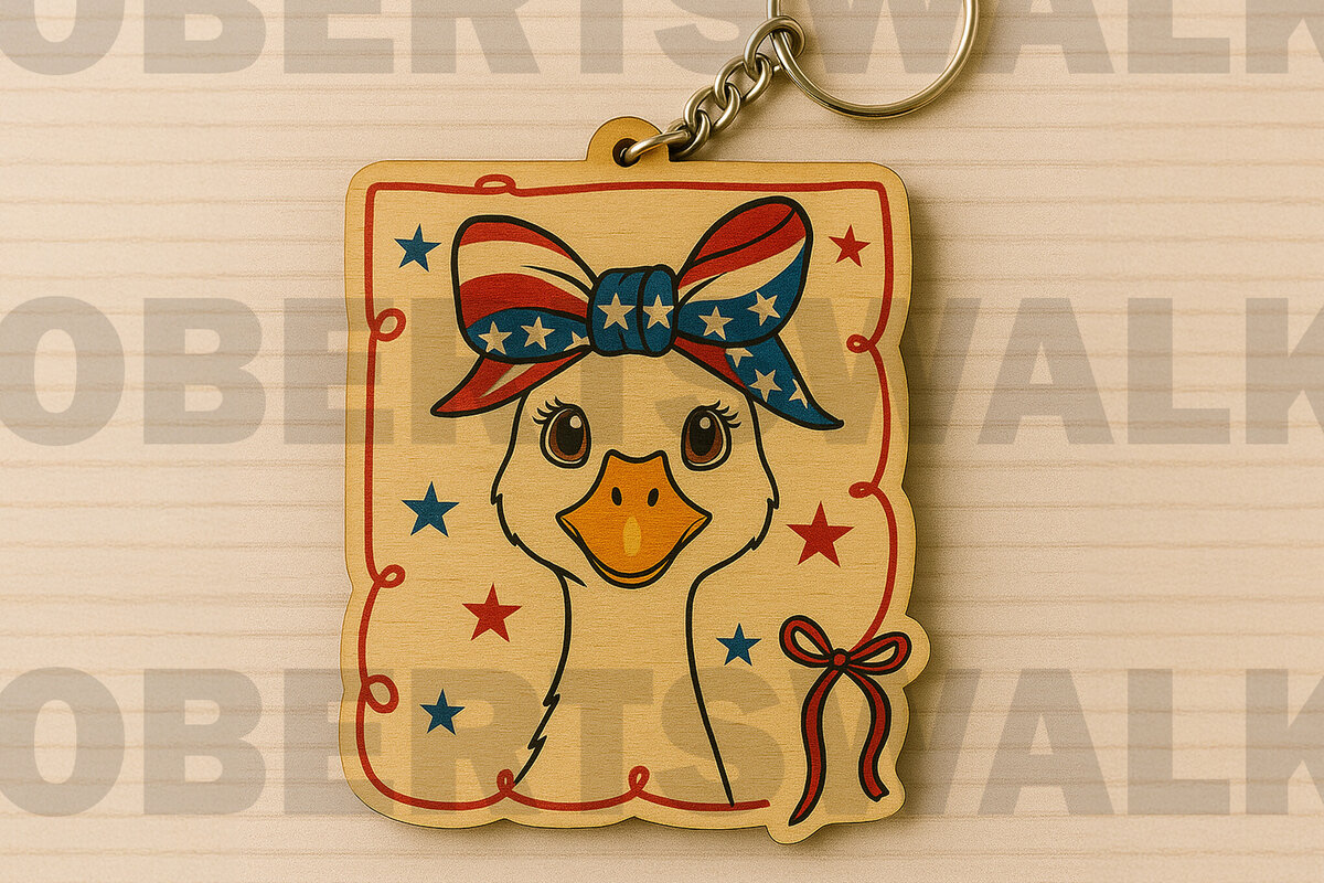 Intra απο ξύλο plywood 3mm-4mm πάχος – Μπρελόκ Patriotic Duck Δίασταση  5x5 cm INTRAFABR-122668591