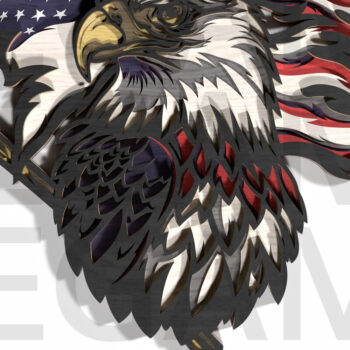 Intra απο ξύλο plywood 3mm-4mm πάχος – Patriotic Eagle 4th of July Layered Δίασταση  20x20 cm INTRAFABR-121965196 - Image 1