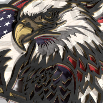 Intra απο ξύλο plywood 3mm-4mm πάχος – Patriotic Eagle 4th of July Layered Δίασταση  20x20 cm INTRAFABR-121965196 - Image 2