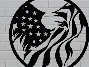 Intra απο ξύλο plywood 3mm-4mm πάχος – Patriotic Eagle American Flag Cut Laser Δίασταση  20x20 cm INTRAFABR-120520618 - Image 1